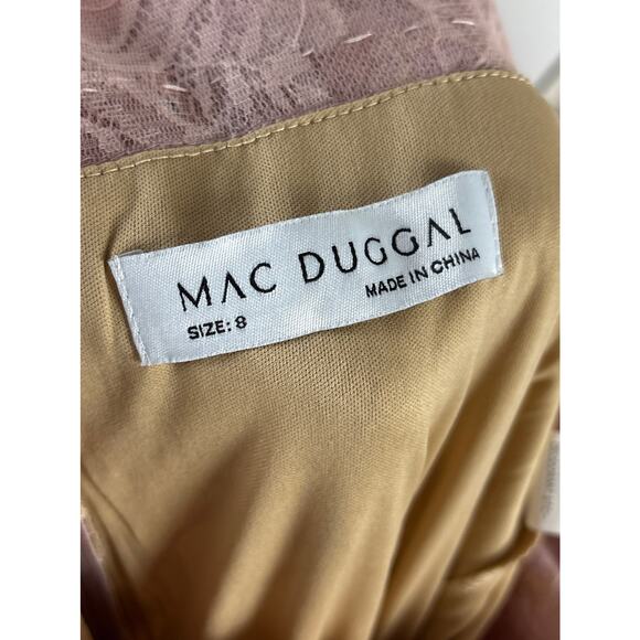 B58 Mac Duggal Gown Womens 8 Floral Mermaid Plunge Neck Garden Feminine Wedding - Picture 6 of 7